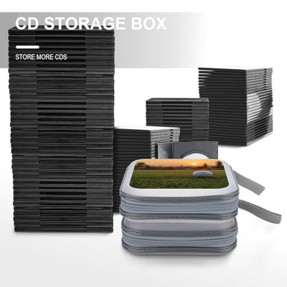 Golf Course Sunset Scape CD Case 40 Capacity DVD Holders Wallet for Home Travel