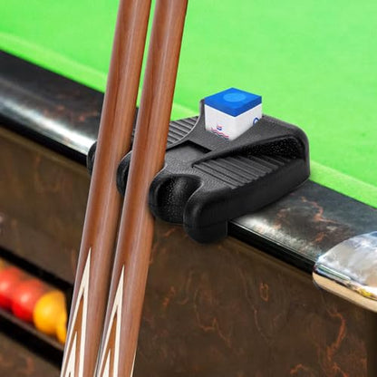Eorbow 3 Holes Pool Cue Holder, Portable Weighted Pool Stick Holder, Non-slip Cue Rest for Table, Mini Billiard Cue Rack with Chalk Holder