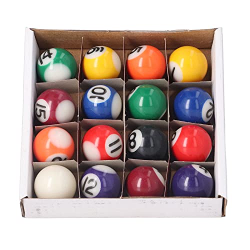 Mini Billiard Ball, 25mm Complete 16 Balls Set Ball, Resin Pool Style Table Accessories Prevents Off Tracking for Tables