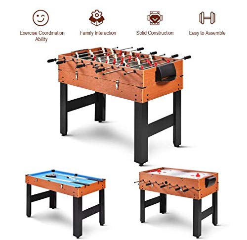 Sunil Foosball Air Hockey Pool Table 48" 3-in-1 Multi Combo Game Table