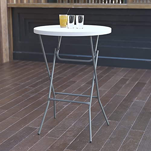 Flash Furniture Elon 2.6-Foot Round Granite White Plastic Bar Height Folding Tables, Set of 8 - color: White, size: 32" Round - Set of 8
