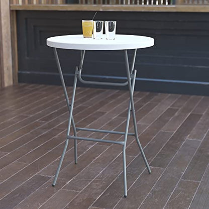 Flash Furniture Elon 2.6-Foot Round Granite White Plastic Bar Height Folding Tables, Set of 8 - color: White, size: 32" Round - Set of 8