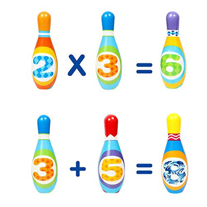 Kids Bowling Set Toddler Indoor Active Play Game Educational Toys 10 Soft Foam Pins & 2 Balls Developmental Toys Sport Gift for Boys Girls Age 3+