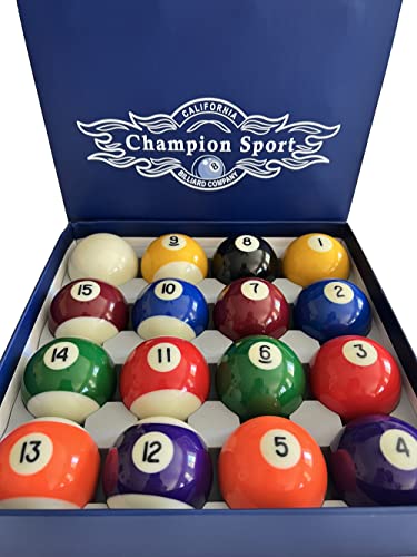 Champion Deluxe 2-1/4" Billiard Pool Ball Set Complete 16 Ball Set (Several Style Available) - color: Champion Classic Standard Set