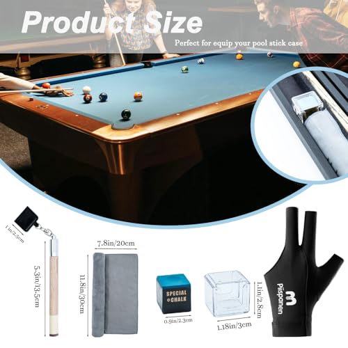 11-in-1 Pool Cue Chalk Holder with Pool Glove Left Hand, Portable 2 in 1 Billiard Cue Chalk Holder & Acrylic Pool Chalk Holder, Cue Chalk, Cue Cloth - color: Wood