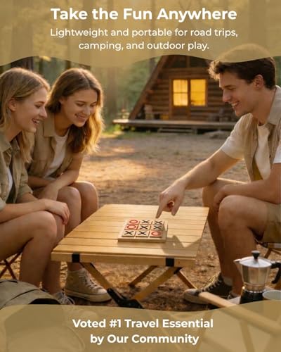 Pedolini Wooden Tic Tac Toe Game - 5.9 Inch Small Travel Board Games - Home Coffee Table Decor for Adults & Kids