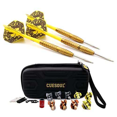 CUESOUL Big Beast 90% 26g/27g Steel Tip Tungsten Dart Set with Dart Case - color: Gold-26g