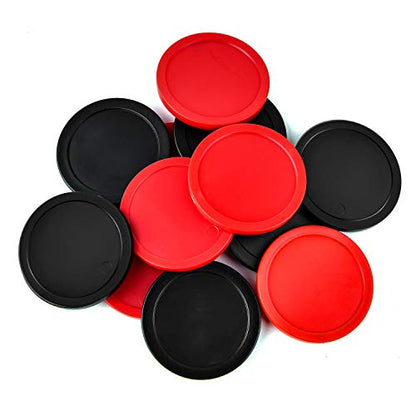 Coopay 12 Pieces Home Air Hockey Pucks 2.5 Inch Heavy Replacement Pucks for Game Tables Equipment Accessories, 12 Grams - color: Red and Black