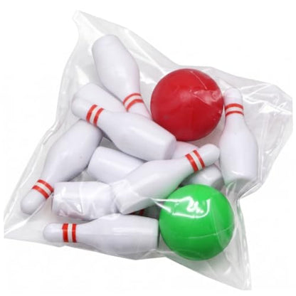 Mini Bowling Set, 10 Mini Bowling Pins & 2 Balls Plastic Dollhouse Accessories for DIY Scene Landscape Set