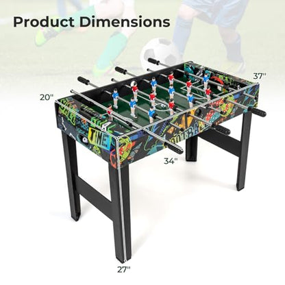 Goplus Foosball Table, 2-in-1 Soccer Table with Detachable Legs for Tabletop, Freestanding Arcade Game Table with 2 Balls, 2 Score Records for Adults, Indoor Home Office Bar Game Room