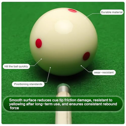 2-1/4" Pro Training Cue Ball, 6 Red Dots Tournament Grade | White high-impact resin billiard cue ball, tournament standard for pool practice and 8-ball training