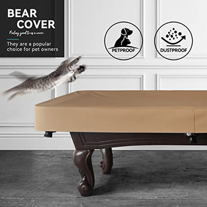 Heavy Duty Leatherette Billiard Pool Table Cover, Waterproof & Tearproof Cover for Pool Table 7/8/9FT (Wheat Brown, 8FT-(100"LX 56"WX 8“H)) - color: Wheat Brown, size: 8FT-(100"LX 56"WX 8“H)