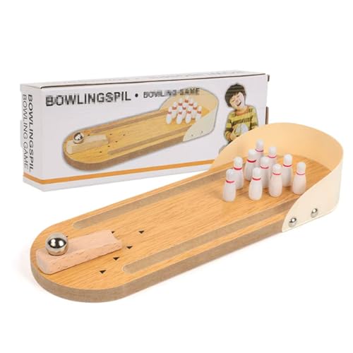 Montessori Wooden Mini Bowling Game, Concentration & Hand-Eye Coordination Toy for Toddlers 3-6 Years