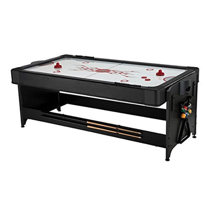 Fat Cat Original 3-in-1 7 Foot Pockey Multi Game Table, Air Hockey Table, Pool Table, and Table Tennis Combo with Accessories - color: Tan