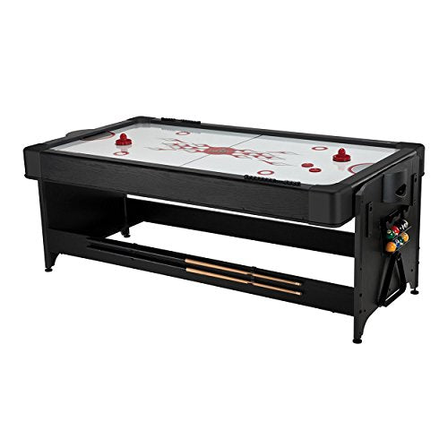 Fat Cat Original 3-in-1 7 Foot Pockey Multi Game Table, Air Hockey Table, Pool Table, and Table Tennis Combo with Accessories - color: Tan