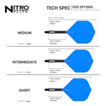 RED DRAGON Darts - Nitro Flite Integrated Flight & Shaft System - No.2 Shape and Design - Available in Short, Intermediate & Medium - Available in Variety of Colours - Professional Darts Accessories - color: Black & Blue
