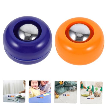Toyvian 20pcs Mini Shuffleboard and Curling Game Set Durable Tabletop Sports Balls for Family Gatherings Easy to Use with Blue and Orange Rollers
