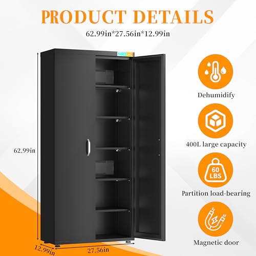 Large 3D Printer Filament Dry Storage Cabinet with Dehumidifier | Smart Humidity Control at 25% RH | 110-Spool Capacity Airtight Organizer for PLA, ABS, PETG, TPU, Nylon | U.S. Patented - color: 400l Black