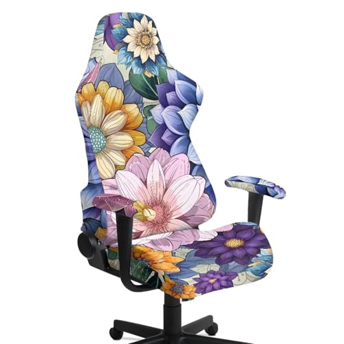 Suobstales Boho Mandala Flower Pattern Gaming Chair Cover with Armrest Covers, Stretch Computer Desk Chair Covers Gamer Chair Slipcovers for Reclining Racing Gaming Chair - color: Boho Mandala Flower