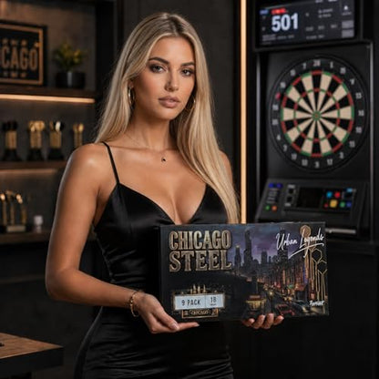 IgnatGames Soft Tip Darts Set for Electronic Dartboards, 9 Pack 18g Stainless Steel, Multi-Zone Grip, 70 Spare Tips, Magnetic Case & Companion App - color: 18g Chicago Steel