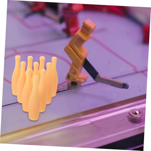 Abaodam 10pcs Small Bowling Indoor Miniature Tabletop Bowling Party Decorations Desktop Bowling Pin for Game Bowling Pin Accessory Tiny Bowling Pin Plastic Beige