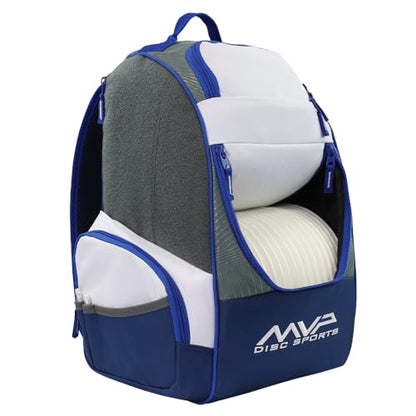 MVP Disc Sports Shuttle Disc Golf Backpack Bag (Choose Your Style and Color) - color: Light Gray/Slate Blue, style: With Velcro Side Panel