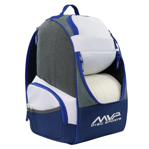 MVP Disc Sports Shuttle Disc Golf Backpack Bag (Choose Your Style and Color) - color: Light Gray/Slate Blue, style: With Velcro Side Panel