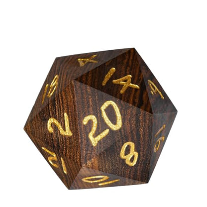 50mm Wooden D20 Dice Polyhedral 20 Sided Dice for D&D Role Playing Games and Other Tabletop Game - color: D20 Garapa