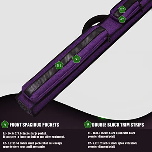 Champion 2X2,2X3,3X4 Nylon/Leatherette Billiard Pool Cue Stick Hard Case - color: Purple, size: 3X4 pool case
