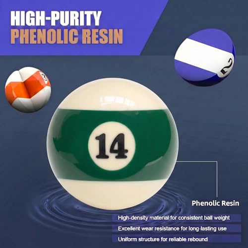 KONLLEN Single Replacement Pool Ball – 2-1/4" Regulation Size & Weight Billiard Ball Made of Phenolic Resin (Choose 1–15 or Cue Ball) - color: #14