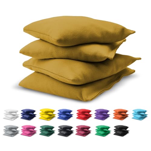 GoSports Cornhole Bean Bags Set of 4-16 Colors Available - Regulation All Weather, Mix and Match - color: Gold