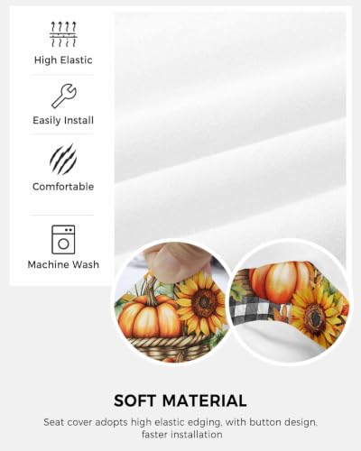 Savannan Office Chair Cover, Farm Fall Sunflower Pumpkin Leaves Protective Stretch Elastic Universal Cover for Desk Task Chair,Computer Rotating Chair 1 Pcs Retro Wood Board Buffalo