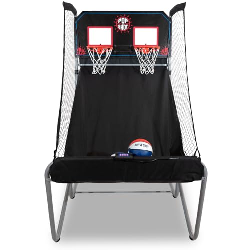 Pop-A-Shot - Home Dual Shot | Arcade Basketball Game for Home | Sensor Scoring Hoop, 16 Game Modes, 7 Balls | Foldable for Easy Storage | Fun for All Players - color: Black
