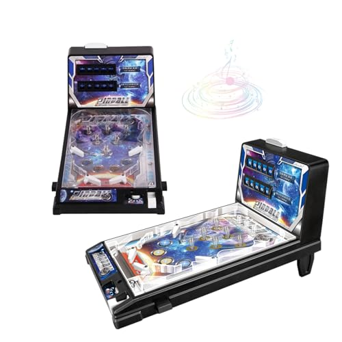 Mini Table Pinball Games Machine, Classic Pinball Toy for Kids Adults, Parent Child Interactive Puzzle Pinball Pinball Ball Shooting Game with Light and Scorekeeper