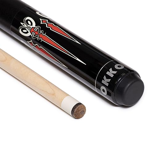 OKKO B-Series Professional Pool Billiard Cue Stick 58”, 13 mm Tip, w/Canadian Maple Shaft (18-21 oz) Hard Round Case & Accessories - style: B-4 (21 oz)