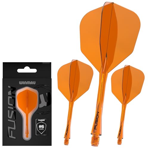 Winmau Fusion No.6 Integrated Flight & Shaft System - Lightweight Replacement Set for Steel & Soft Tip Darts - 90-Degree Wing Design Sizes - color: Orange, size: Medium (34mm)