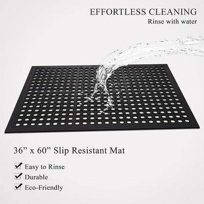 A1 Home Collections New All Purpose Anti Fatigue Versatile Rubber Floor Mat with Drain Holes, Workplace Mat, Restaurant Kitchen Mat, Bar Area Mat, Commercial, Industrial Anti Fatigue Mat 36x60 Inches - size: 60"L x 36"W x 0.6"Th