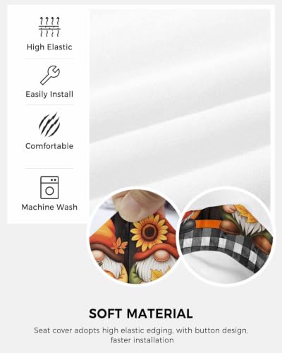 Savannan Office Chair Cover, Gnome Autumn Maple Leaves Protective Stretch Elastic Universal Cover for Desk Task Chair,Computer Rotating Chair 1 Pcs Pumpkin Retro Wood Grain