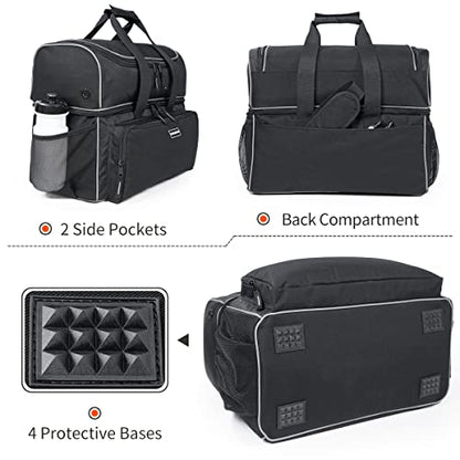 Mangrove 2 Ball Bowling Bag - Double Bowling Ball Bag with Dual Padded Holder & Mutiple Pockets - Fits Shoes Up to Mens Size 16 and Accessories