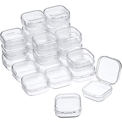 24 Packs Small Clear Plastic Beads Storage Containers Box with Hinged Lid for Storage of Small Items, Crafts, Jewelry, Hardware(1.37 x 1.37 x 0.7 Inches) - size: 1.37 x 1.37 x 0.7 Inches