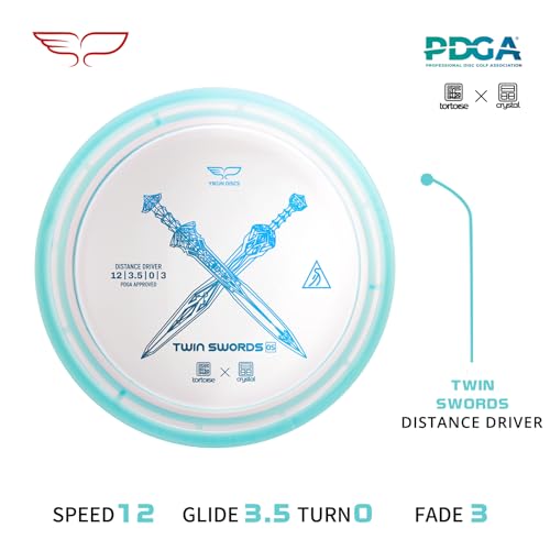 yikundiscs Yikun Twin Swords Understable Distance Driver| Pro Worlds 2025 Limited Edition | Beginner-Friendly Max-Distance Disc | Wind-Resistant & Easy-Glide Control | PDGA Approved 170-175g - color: transparent blue
