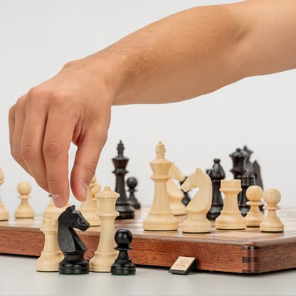 A&A Premium Tournament Chess Set, 19" Wooden Board & 3.75" King Height Staunton Pieces with 2 Extra Queens, Portable Travel Game Set (Natural Mahogany, 19 Inches) - color: Mahogany-o, size: 19 Inches