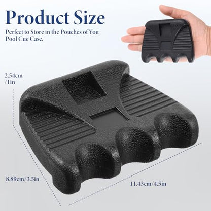 2 Pcs Black Pool Cue Holders, 3 Holes Portable Weighted Billiard Cue Racks with Chalk Holders, Non-Slip Rests for Pool Tables
