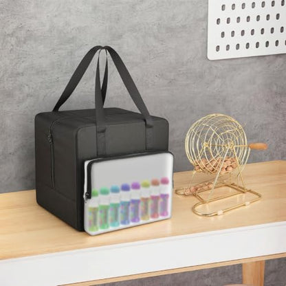 Bingo Game Sets Carry Bag Large Capacity Bingo Dauber Bag for Holding Game Accessories and Rotary Cage, Portable Storage Tote Carrying Case for Family Games Night, Parties, Case Only