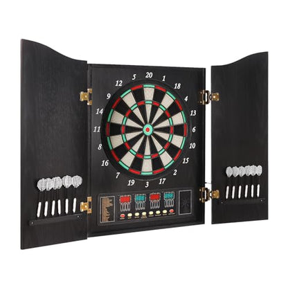 Electronic Dart Board, LED Electric Digital Dart Boards with Integrated Scoreboard and Cabinet for Cricket Games, 6 Darts, 4 LED Displays
