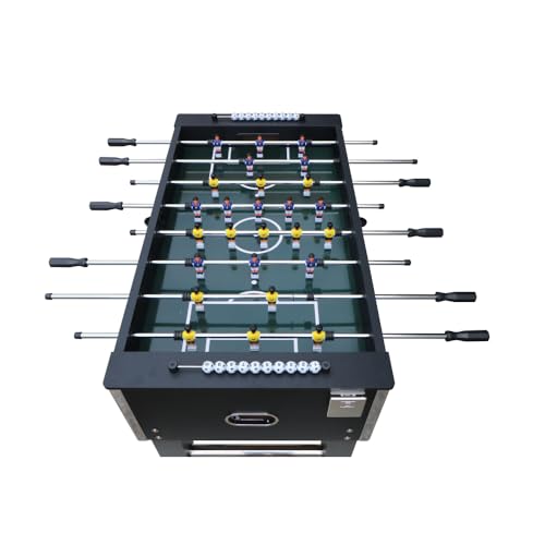 Virubi 54-inch Soccer Table with American Sporty Design, Foosball Football Game Table for Kids Adults, Wooden Steel Construction Black for Indoor Family Dining Room