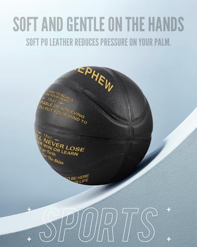 KAAYEE Engraved Basketball for Grandson, Engraved Basketball for Son from Mom Dad, Personalized 29.5" Basketballs Gifts, Custom Christmas Birthday Graduation Back to School Gift for Son from Mom Dad - color: Black-to Nephew
