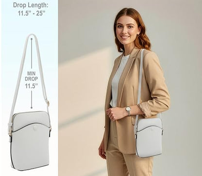 Solene Small Crossbody Bag with Gold Hardware, Mini Shoulder Purse with Adjustable Strap - color: White