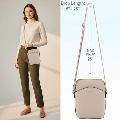 Solene Small Crossbody Bag with Gold Hardware, Mini Shoulder Purse with Adjustable Strap - color: Nude