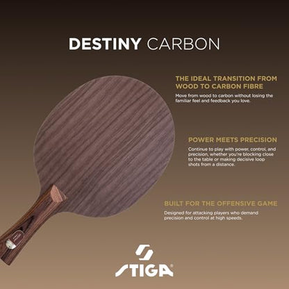 Stiga Destiny Carbon Offensive Table Tennis Blade, Round Shape for Advanced Players Seeking Speed, Control